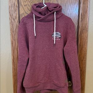 Maroon Cowl Neck Hoodie with Logo Cadillac Jack’s Deadwood South Dakota